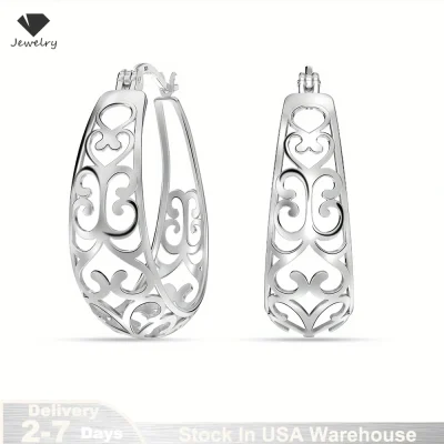 925 Sterling Silver Vintage Vine Hoop Earrings