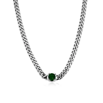 Stainless Steel Cuban Cubic Zirconia Chain