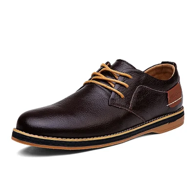 Men Leather Oxfords Shoes Casual Lace-up