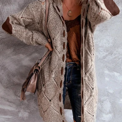 Plus Size Women's Loose Hooded Cardigan