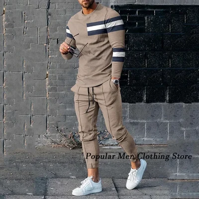 Men Casual Tracksuit 2 Piece Suit Sportswear