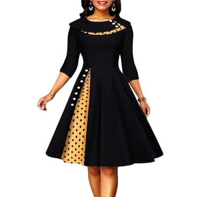Vintage Swing Dress for Women Polka Dot Print