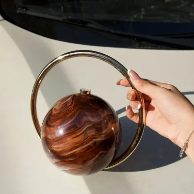 Marble Pattern Acrylic Round Evening Bag
